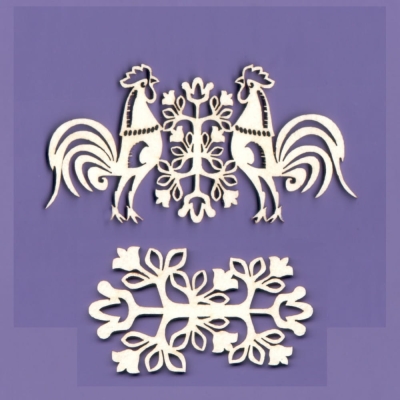 965 Tekturka - Kogutki Ludowe 2 + ornament - G5