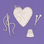 072 Tekturka  - Zestaw -  Poduszka na igły, igła z nitką, naparstek, szpilki  -  G11