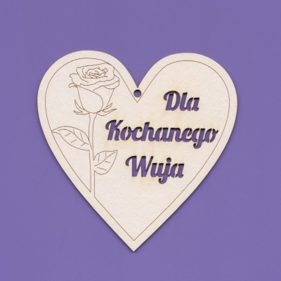 J188 - Serce - Róża - Dla Kochanego Wuja - 85x85mm           