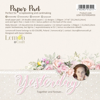 Yesterday - Bloczek papierów do scrapbookingu 15x15cm - Lemoncraft