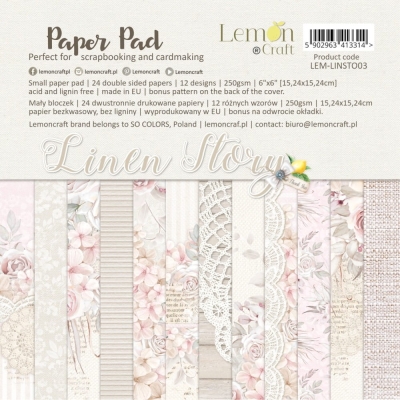 Linen Story - Bloczek papierów do scrapbookingu 15x15cm - Lemoncraft