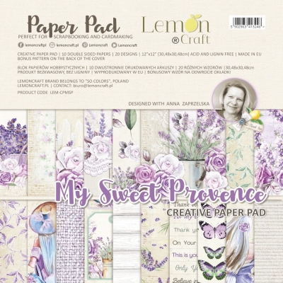 MY SWEET PROVENCE - BLOK KREATYWNY - PAPIERY DO SCRAPBOOKINGU 30X30CM - LEMONCRAFT