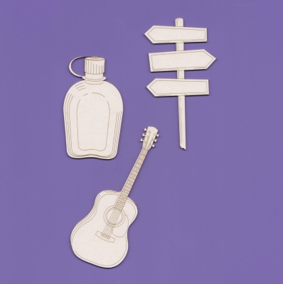 1553 Tekturka - zestaw Biwak ,Obóz - Drogowskaz, Menażka, Gitara - G12   (1)