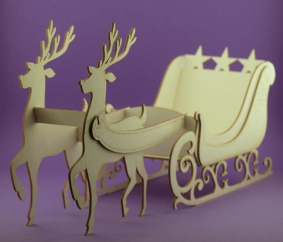 908d Tekturka - Zaprzęg Reniferów 3D  duży