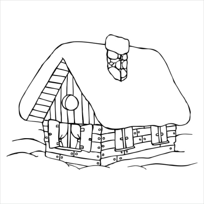 Stempel - Śnieżny domek - tło