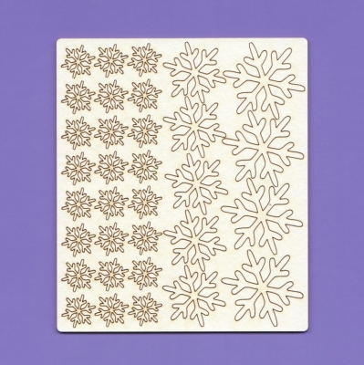 090 Tekturka - śnieżynki - zestaw1 - 33 sztuki - G16