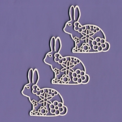 1257m Tekturka -  Zajączki Flower - małe 3szt. G5