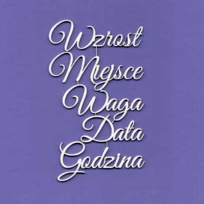 183 Tekturka napis - Wzrost Miejsce Data Waga Godzina - G5