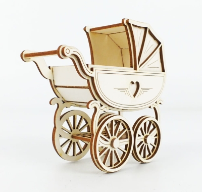 1475 Tekturka -  Wózek dziecięcy Retro 3D 