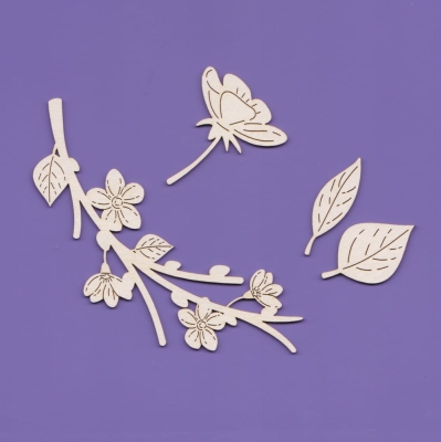 855 Tekturka napis -  Gałązki + Kwiatki   G10