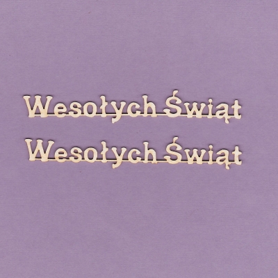 063i Tekturka - Napis Wesołych Świąt - 9 cm - 2 sztuki - G5