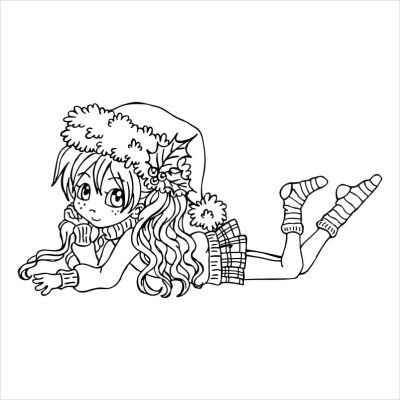 Stempel - Moly w świątecznej czapce