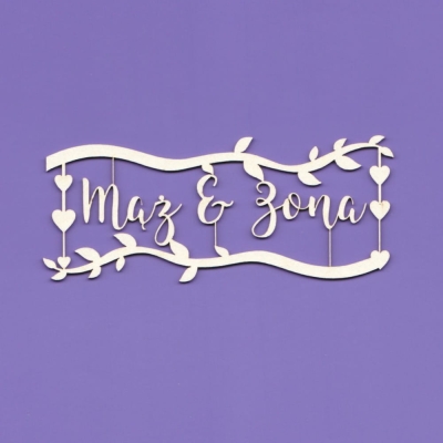 1193 Tekturka napis - Mąż & Żona z gałązkami G5