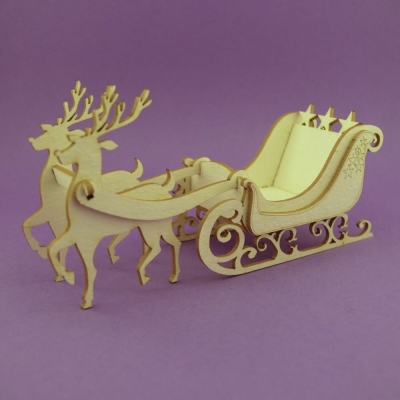 908mini - Tekturka - Zaprzęg Reniferów 3D mini